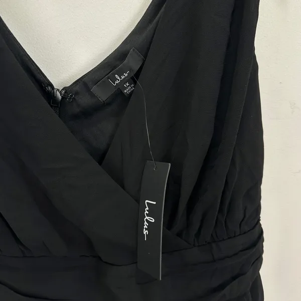 Lulus Thoughts of Hue Black Surplice Maxi Dress Chiffon Formal Evening 1X NWT - Image 11