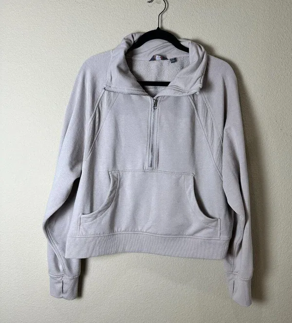 Danskin Cropped Quarter Zip Half Zip Sweatshirt Size XL Extra Large - Image 2