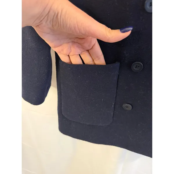 BDG Urban Outfitters Navy Blue Wool Blend Melton Boyfriend Coat Women's sz. XS - Image 10
