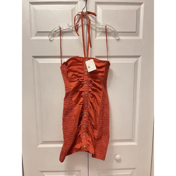 Free People Hold On Halter Mini Dress , Size Small Orange Red Rust‎ - Image 3
