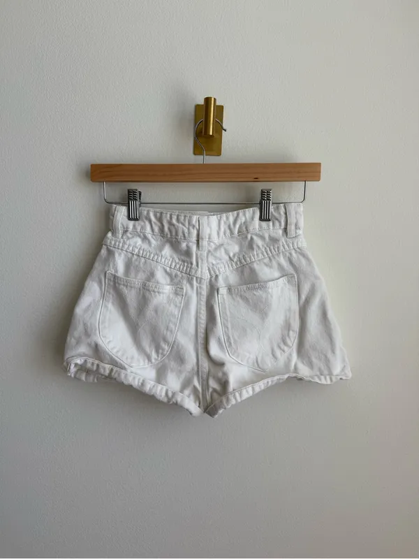 Rolla's Dusters High Rise Slim White Denim Shorts Button Fly Size 25 - Image 8