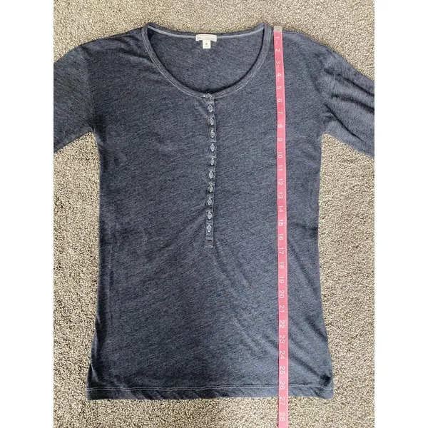 GAP Gray Henley Top Long Sleeve Button Front Soft Knit Shirt Size M - Image 5