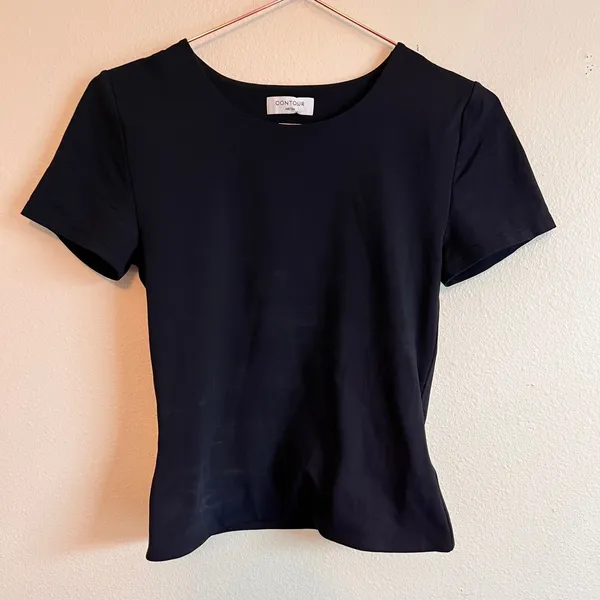 Aritzia Babaton T-Shirt Women Medium Black Contour Crew Short Sleeve Slim Fit - Image 3