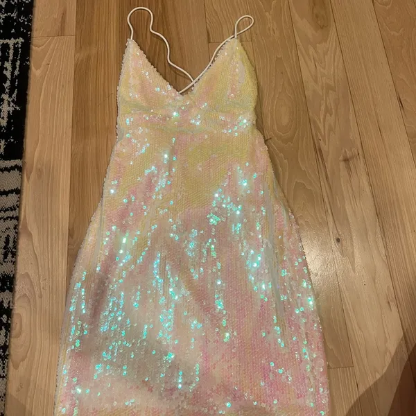 Superdown Tamia Lace-Up dress in Opal Iridescent. Size Small. - Image 3