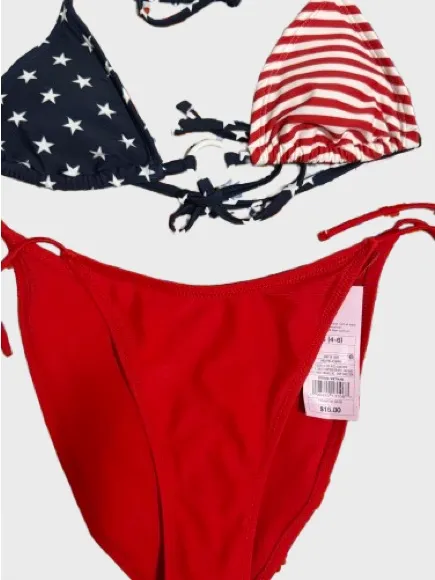 wild fable Red, Navy & White Star-Stripe Triangle Bikini - Image 3