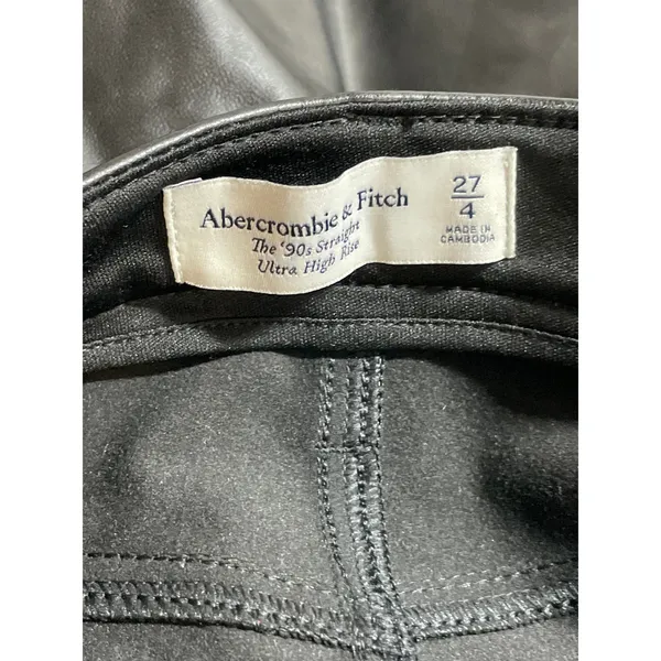 Abercrombie & Fitch Faux Vegan Leather High Rise Straight Trousers Dress Pants 4 - Image 5