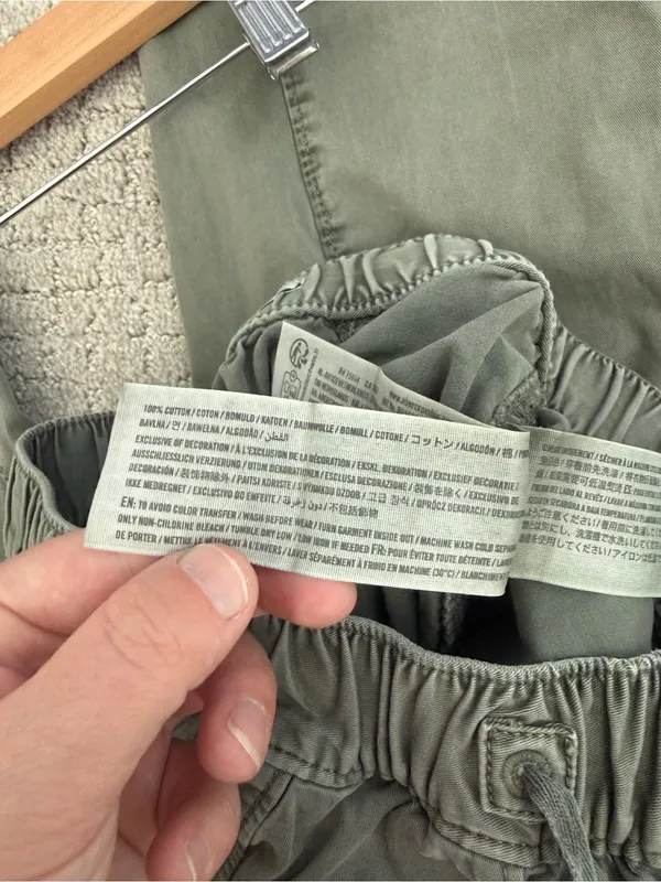 Abercrombie Baggy Cargo Pull On Pants Olive Green XXS Short - Image 11