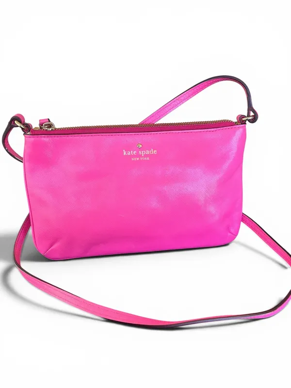 kate spade Hot Pink Leather Crossbody with Gold Logo - Image 3