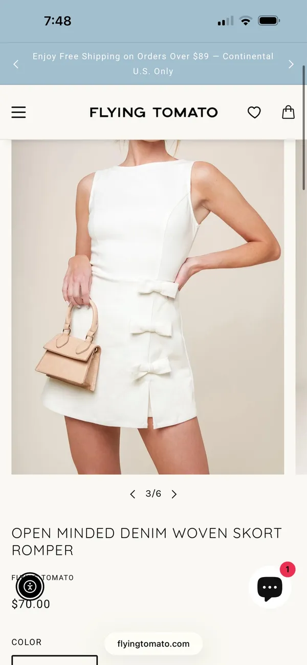 Flying Tomato OPEN MINDED DENIM WOVEN SKORT ROMPER - Image 3