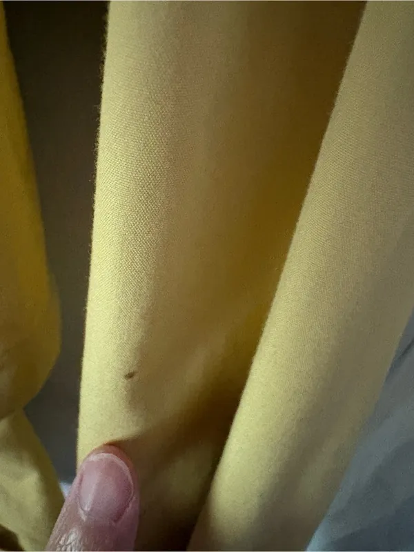 Gallery Mustard Double-Breasted cotton Trench Coat Belted tiny point stain sz XS - Image 8