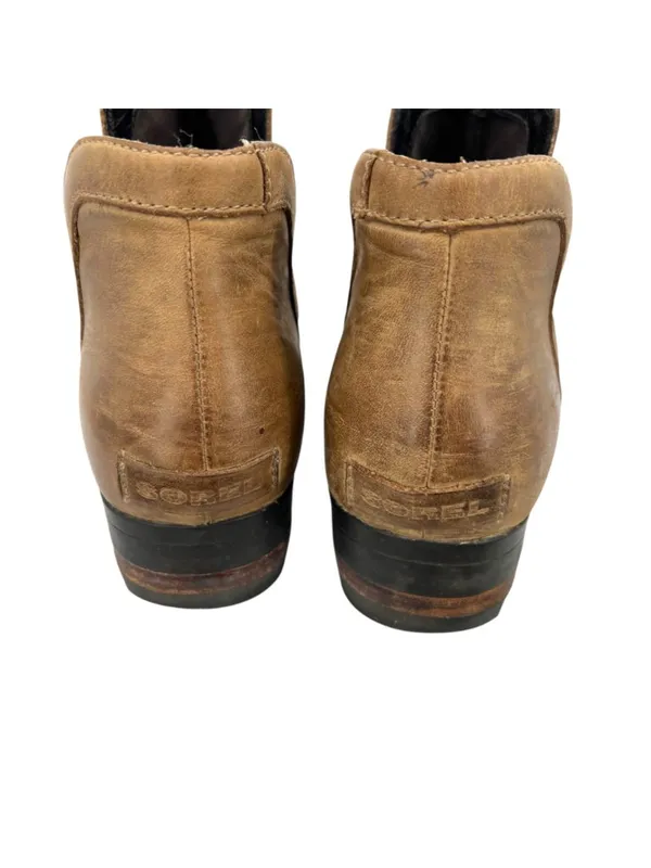Sorel Lolla Leather Ankle Booties Brown Slip-On Waterproof Size 11 - Image 5