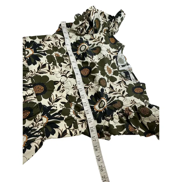 o.p.t Womens Retro Floral‎ Flutter Sleeve Cotton Midi Dress Olive Green Size M - Image 9