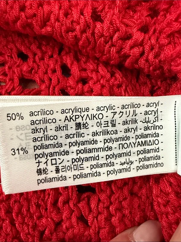 Zara Red Crochet Knit Short Sleeve Button Up Cardigan Sweater - Image 4