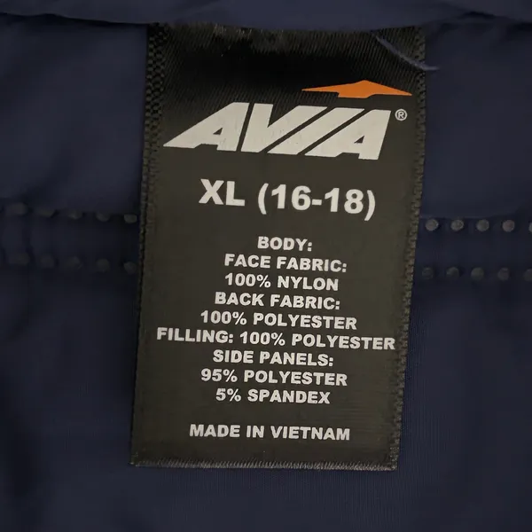 Avia Womens Navy Blue Hooded Puffer Vest XL 16-18 Full Zip Quilted Layering - Image 8
