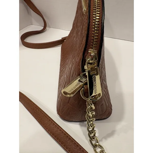 Steve Madden Handbag Bmarilyn Cognac Stamped Logo Gold Hardware - Image 4