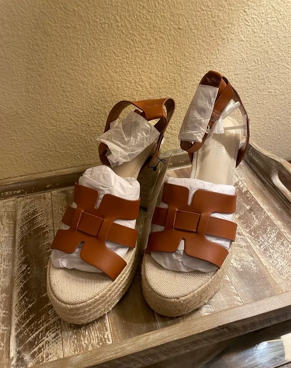 NEW! The Drop Heels Duchess Natural Raffia Buckle Strap Platform Sandals Size 9 - Image 3