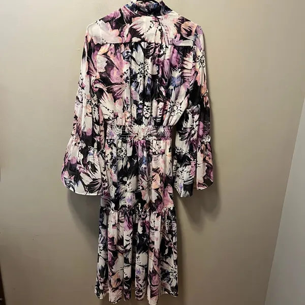 MISA Floral Boho Romantic Midi Slit Dress Flowy Garden‎ Party Whimsical Fairy SM - Image 5