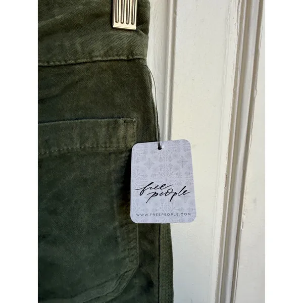 Free People Army Green Velveteen Straight Leg Patch Pocket Pants‎ Size 0 - Image 4