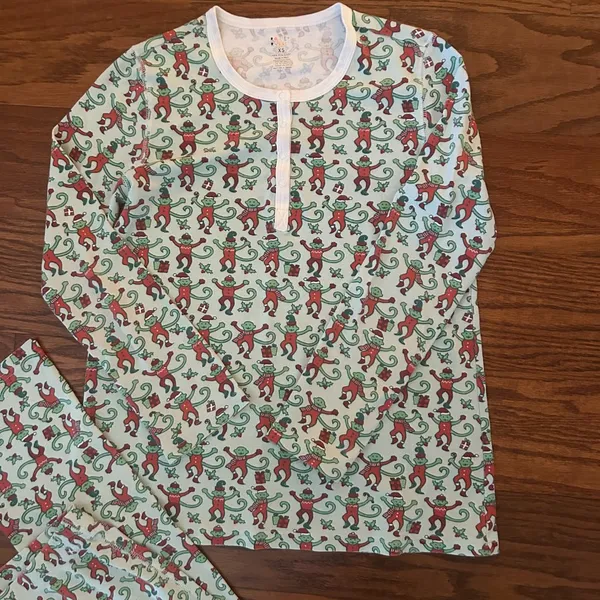 ROLLER RABBIT Women's Monkey Mas Pajamas Christmas Pajamas Size XS Matching Set - Image 3
