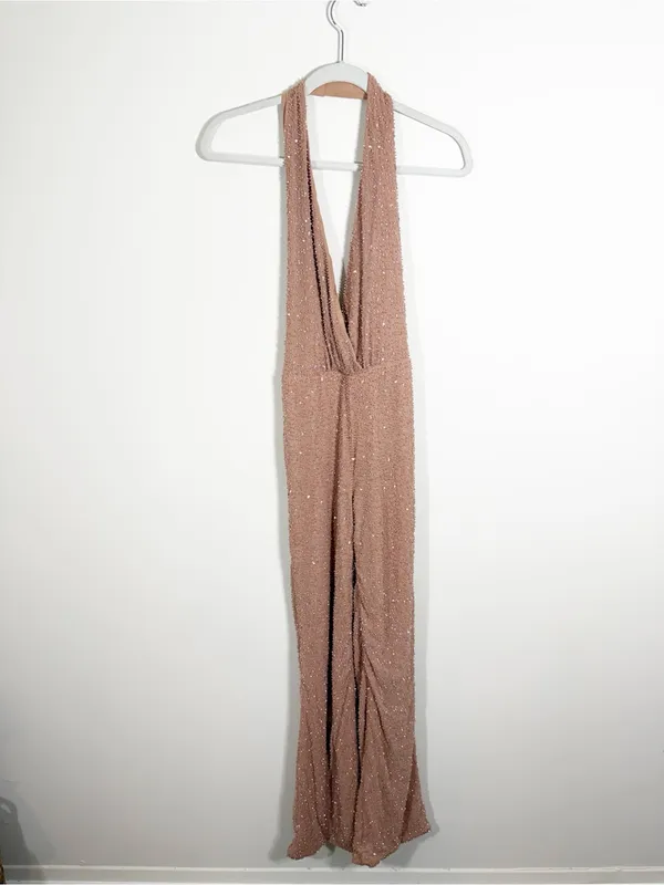 Oh Polly Amalfi Jumpsuit Plunge Embellished Size 0 - Image 3