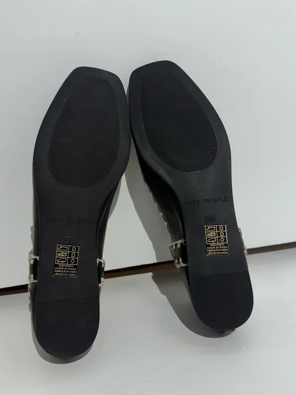 NWOB Free People Crochet Mystic Black Mary Jane Flats White Stitching Size 8.5 - Image 12