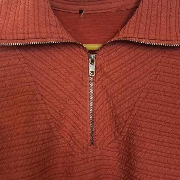 Source Unknown BURNT ORANGE TOP WITH DRAW STRING ON BOTTOM HEM LONG SLEEVES TEXTURED MATERIAL - Image 4