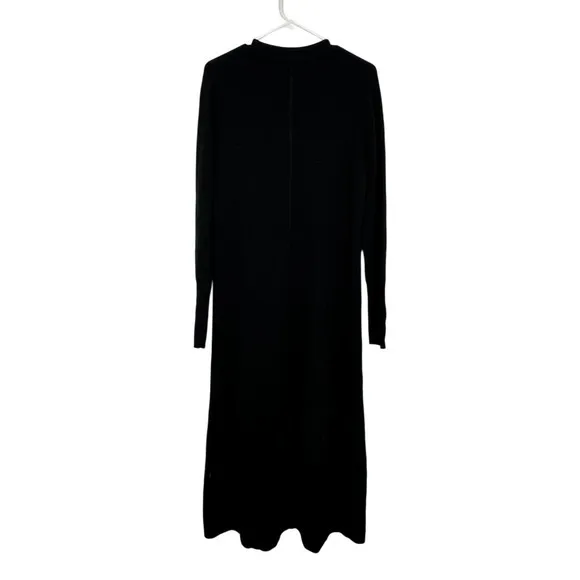 Madewell‎ Black Merino Wool Blend Ribbed Long Sleeve Midi Sweater Dress Size L - Image 8