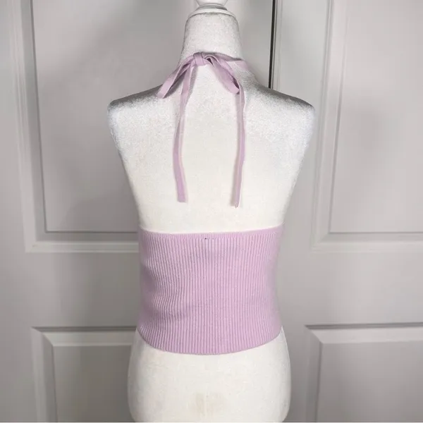 Anthropologie Wool Cashmere Halter Crop Tank Lavender Y2K Balletcore Knit L NWT - Image 5