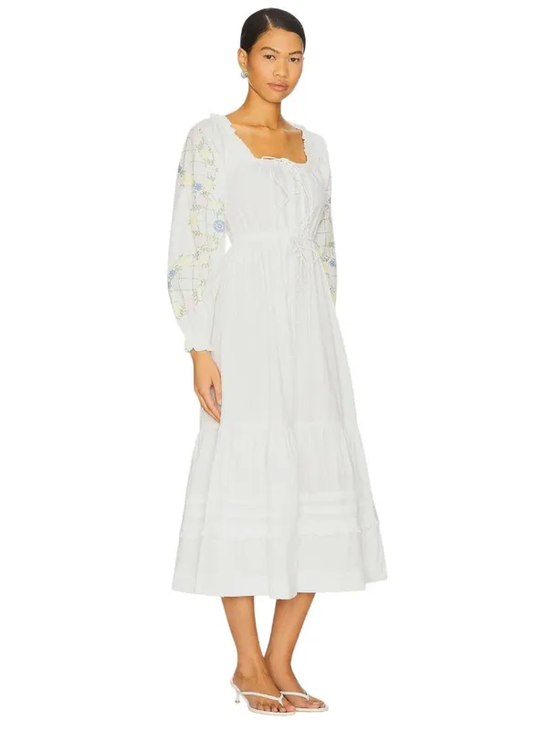 Damson Madder Junia Midi Dress in Embroidered 6 New Floral Cotton - Image 3