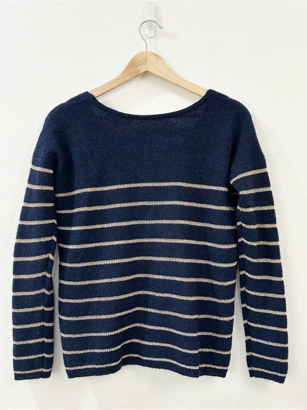 Sezane Women's Barry Cardigan Striped Navy Size XXS - Image 5