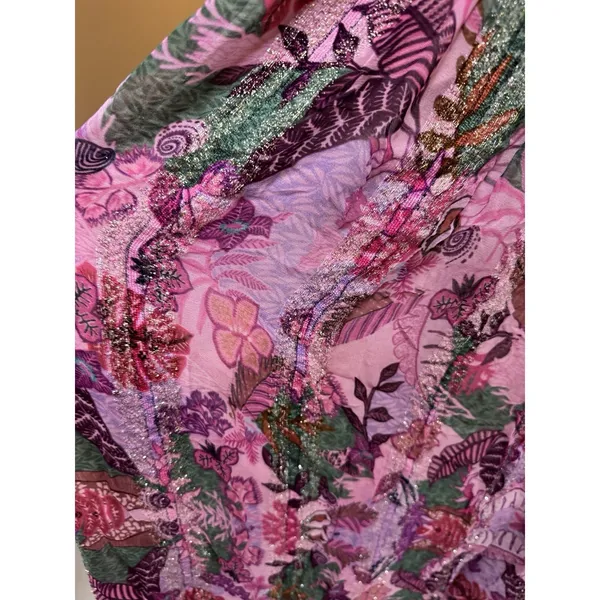 CIEBON Jennsen Ruched Flutter Sleeve Maxi Dress In Pink Size Small Floral - Image 5