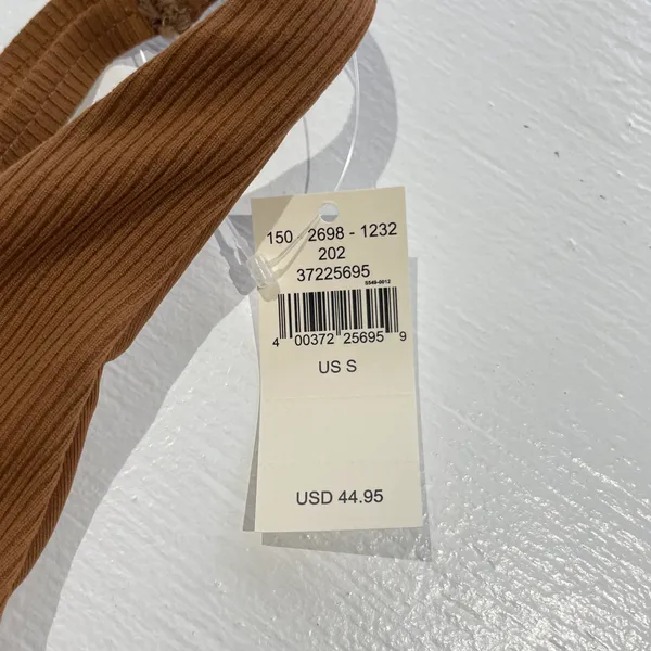 New Aerie Offline Ribbed Plunge Double Strap Mesh Back Sports Bra Brown Size Small - Image 18