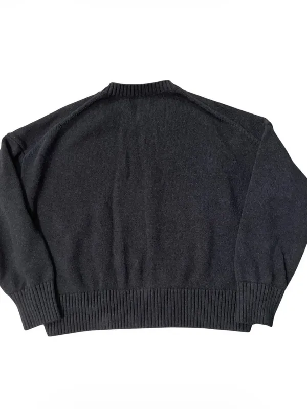 Quince 100% organic cotton Charcoal Boyfriend Crewneck Sweater - Ribbed Hem - Image 4