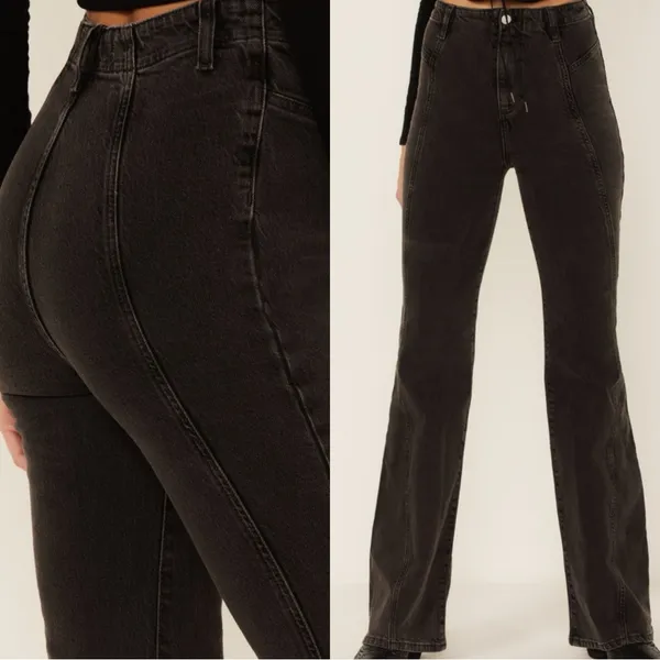 FREE PEOPLE We The Free Florence High Rise Flare Black Jeans - Image 4