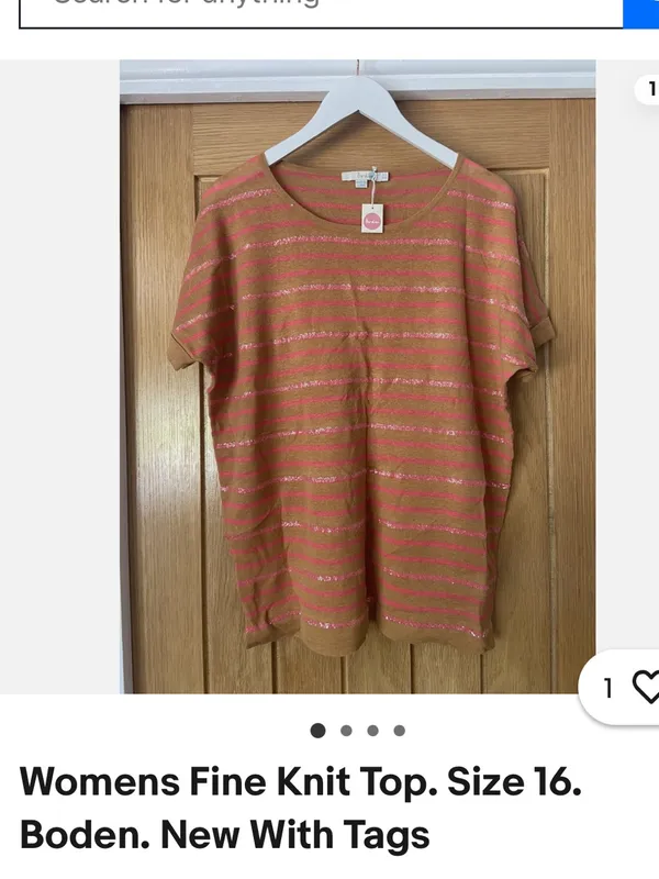 Boden Pink Sequins and Mustard Striped Short-Sleeve Knit Top | US4/UK8 - Image 14