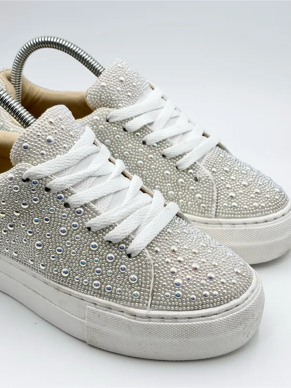 Betsey Johnson Women’s Sidny Pearl Lace-Up Sneakers, Size 6.5 - Image 3