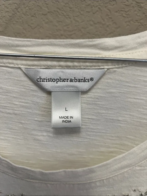 Christopher & Banks Cream Embroidered Scoop Neck Long Sleeve Top - Image 2