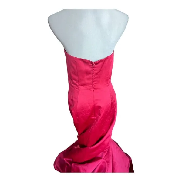 Womens Alfred Angelo Red Strapless Bridesmaid Dress Evening Gown 7055 Sz 8 2012 - Image 3