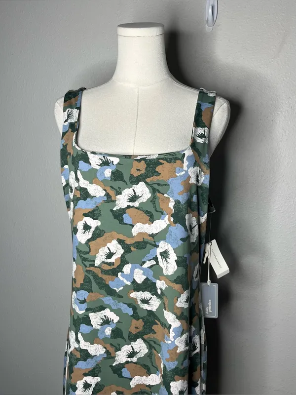 Daily Practice Anthropologie Green Floral Square Neck Midi Dress in Waypoint - Image 5