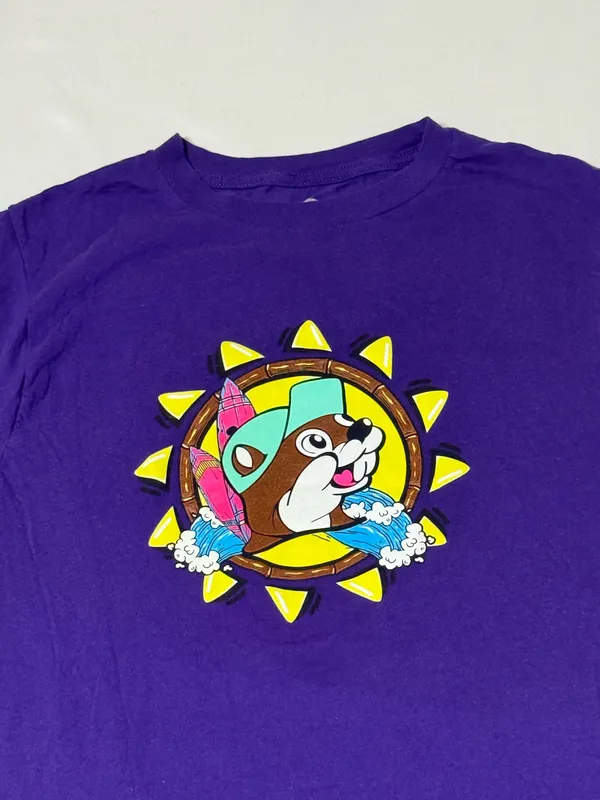 Buc-ee’s Retro Surf Graphic T Shirt Sm Purple Did Somebody Say Buc Ees Beaver - Image 4