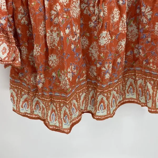 C&C California Boho Printed Ruffle Blouse Tunic Top deep v neck - Image 8