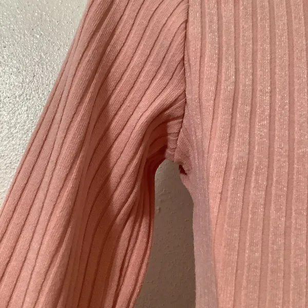 Yi Lhi Lian Pink Ribbed‎ Bodycon Glam Club Feminine Keyhole Neck Mini Dress S - Image 6