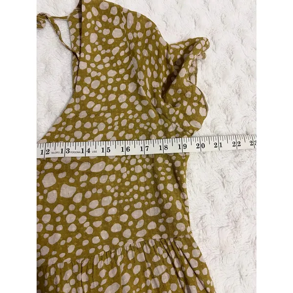 Show Me Your Mumu Chartreuse Yellow Dotted Back Tie Babydoll Boho Mini Dress S - Image 6