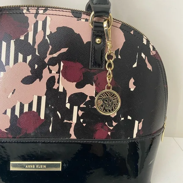 Anne Klein‎ women’s floral pink burgundy black gold hardware shoulder purse zip - Image 2