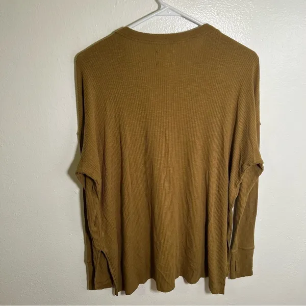 Offline‎ by Aerie Women's Size XS Henley Top Olive Green Ribbed Long Sleeve Snap - Image 6