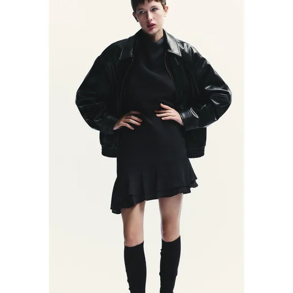 NWT Zara Black Halter Asymmetrical Ruffle Mini Dress Medium Fairy Whimsigoth - Image 3