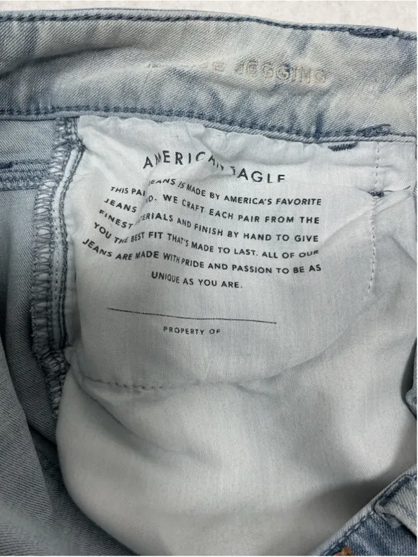 Womans Excellent American Eagle Jegging Stretch Distressed Blue Jeans Size 10 - Image 5