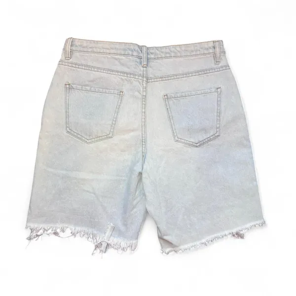 NEW TWIIN 90s Grunge Faded Blue Distressed Boyfriend Cut-Off Denim Shorts — L - Image 4