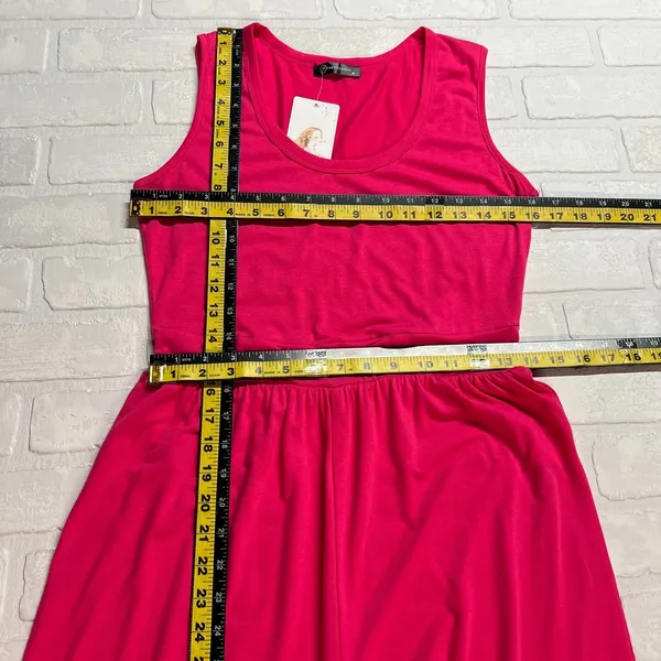 Pretty Garden Jumpsuit Womens Medium Bright Pink Wide Leg Pleated Sleeveless NEW - Image 11