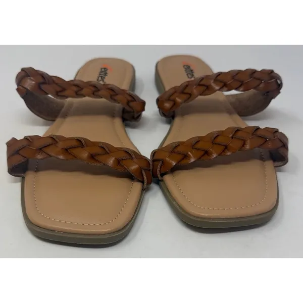 Veittes Women's Braided Flat Slides Brown Sandals Size‎ 10 - Image 2